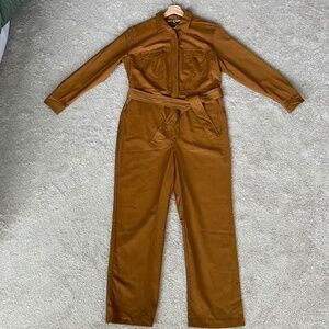 Elizabeth and James Brown Long-Sleeve Utility Jumpsuit